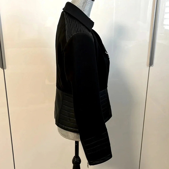 NWOT Black Moto Jacket Stretch Faux Leather Lined, Size M - Picture 5 of 14